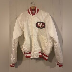 RARE Vintage 80s San Francisco 49ers STARTER Jacket XL White Satin NFL Pro Line